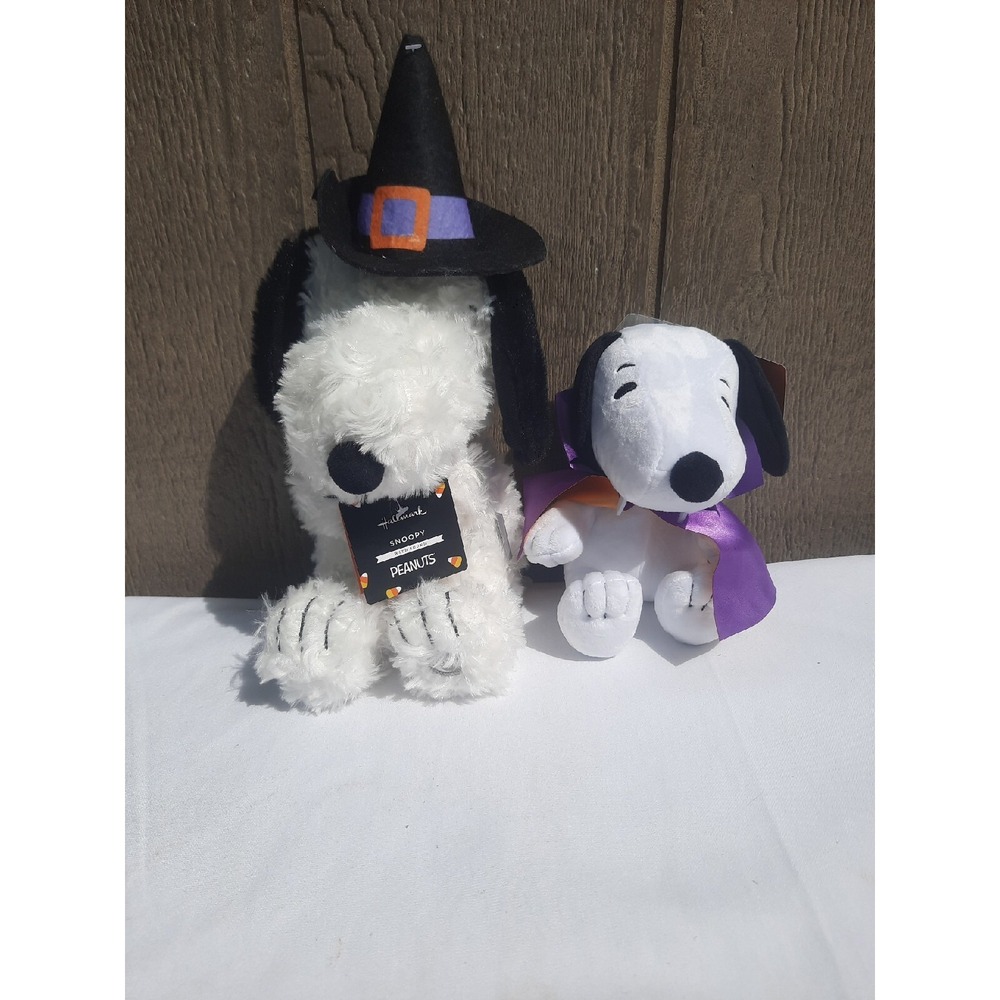 NWT Hallmark 14" & 7" Snoopy Peanuts Animated Plush Witch W/ Sound Halloween